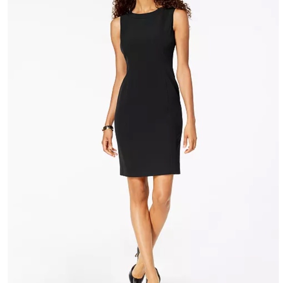 NWT Kasper Black Sleeveless Sheath Dress Sz 14 - Picture 1 of 8